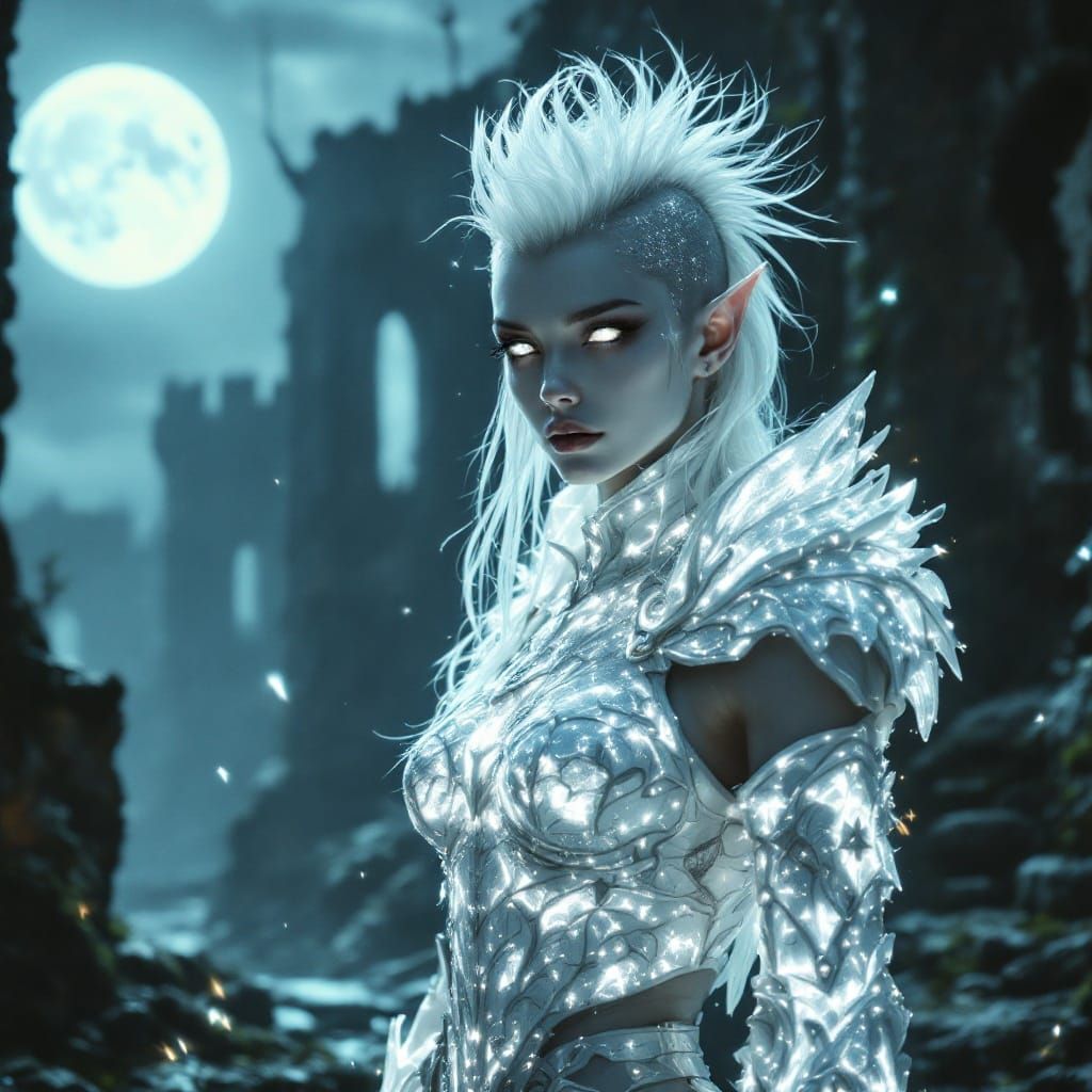 Ethereal Elf Paladin in Ruined Castle