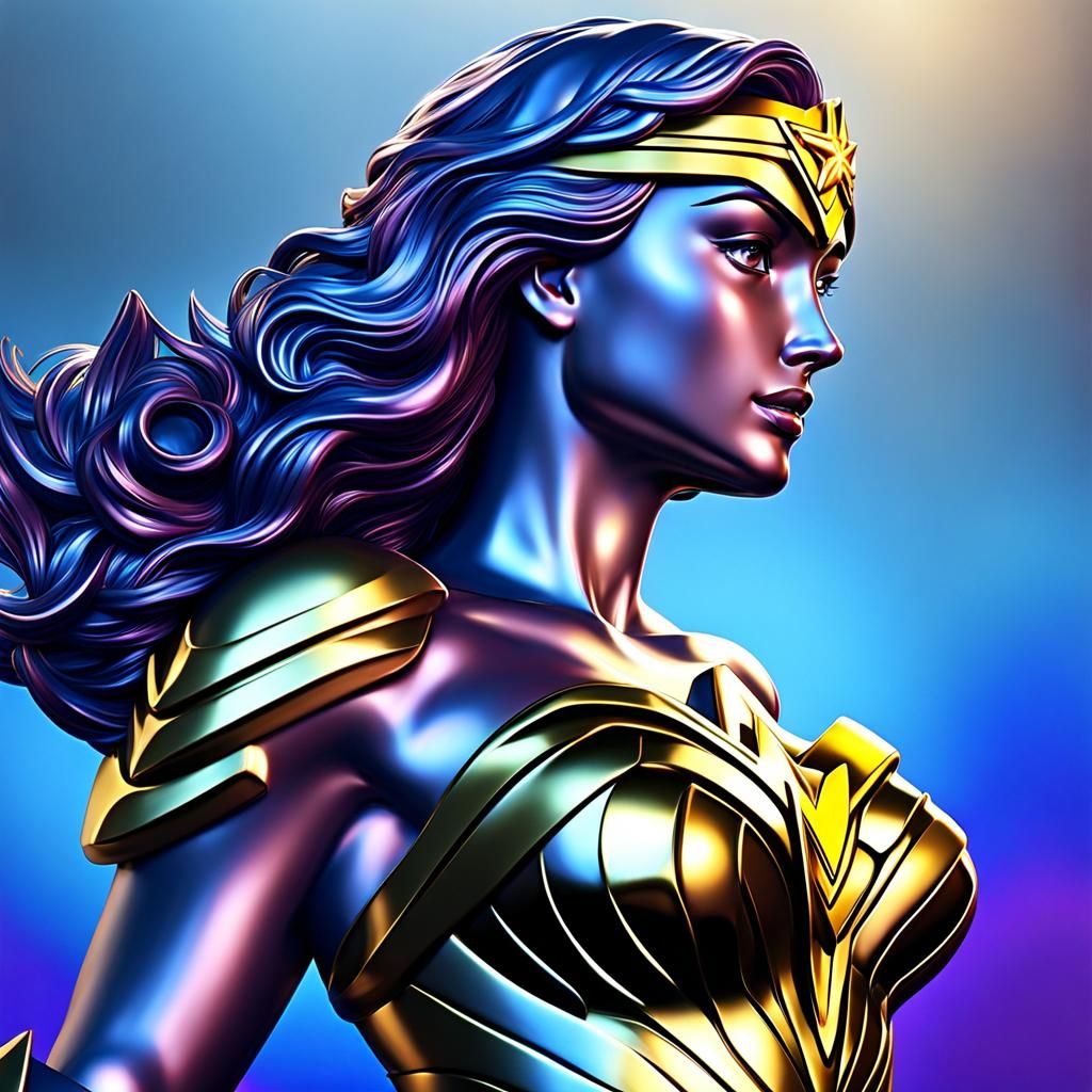 Wonder Woman as Liquid Metal Sculpture