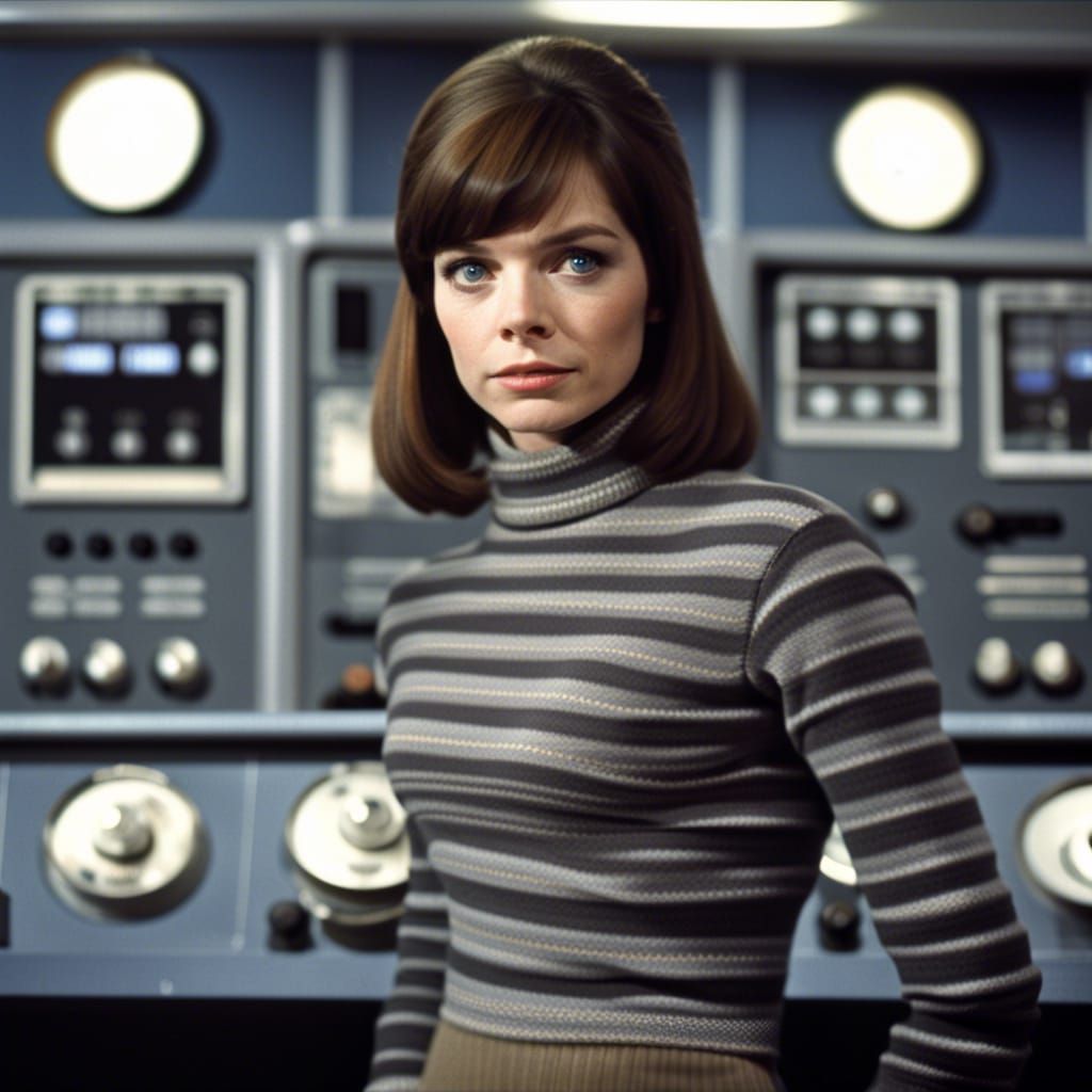 Pamela Franklin in Doctor Who's TARDIS Control Room