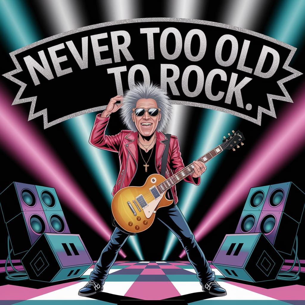 Aging Rockstar Concert in Pixar Style