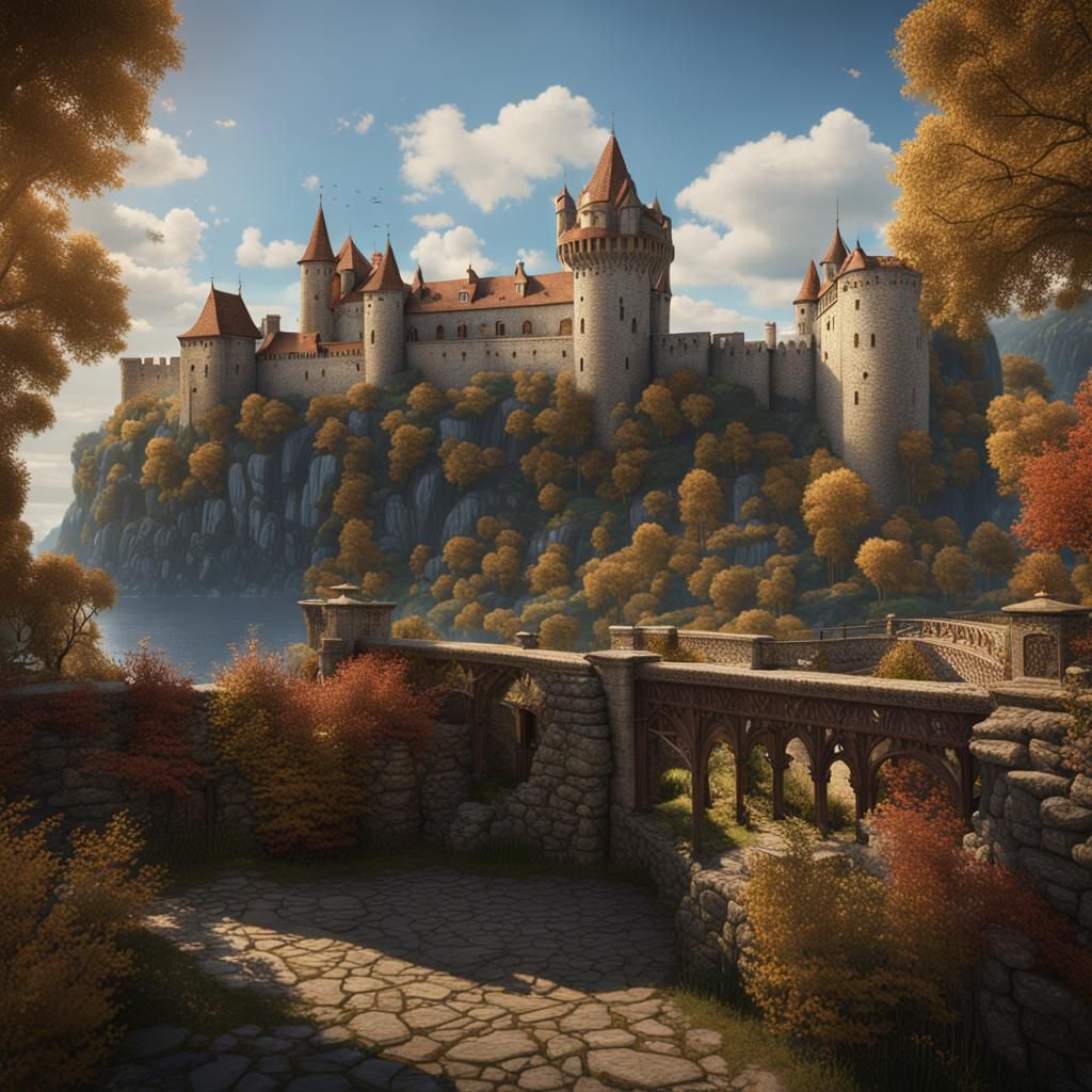 Medieval Castle Rampart Crossbowman in Tapestry Style