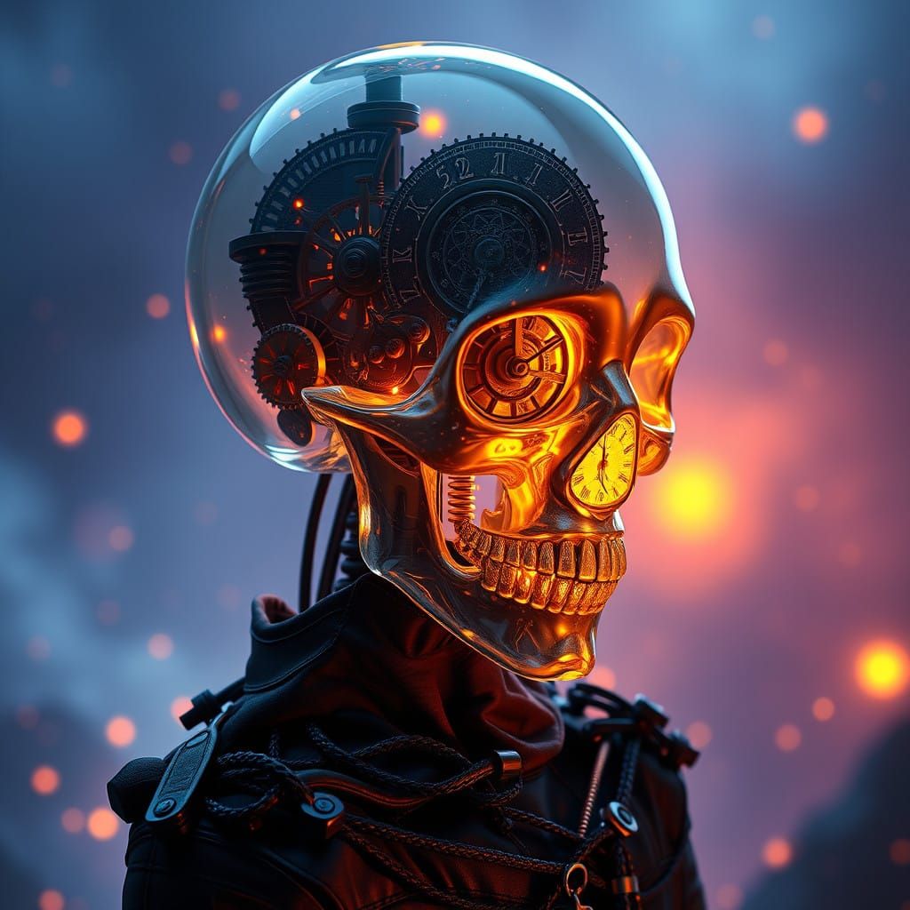 Surreal Steampunk Figure Unveils Intricate Clockwork Heart