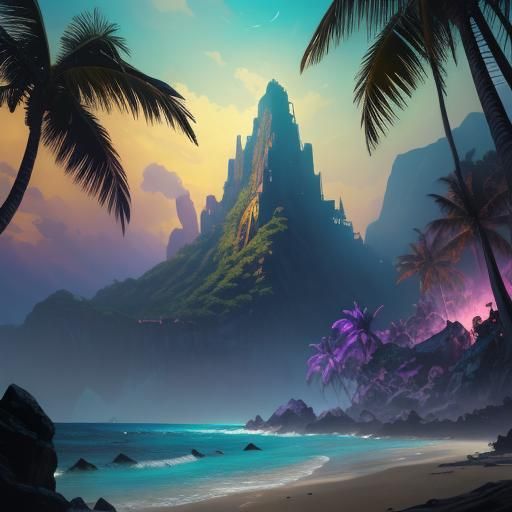 Tropical Beach: Dark Fantasy Concept Art