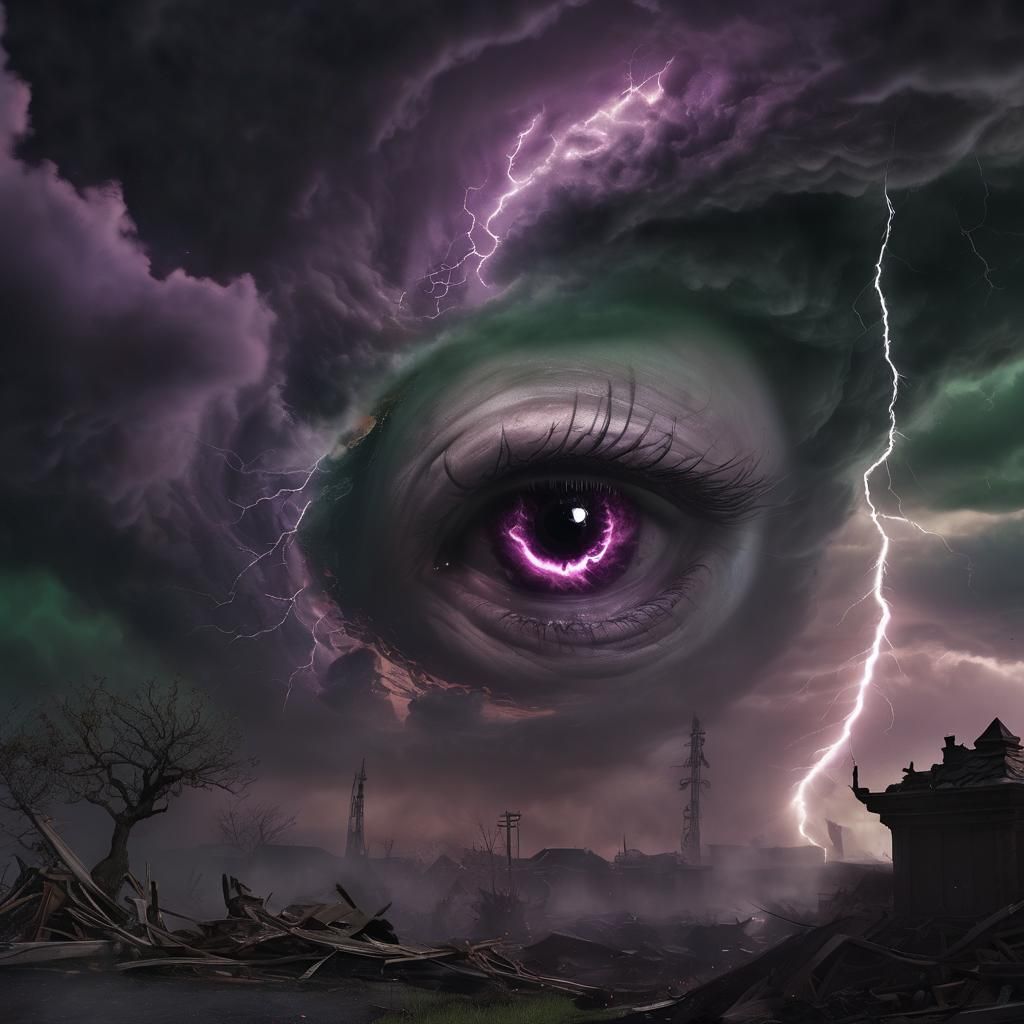 Apocalyptic Tornado Under Black Moon