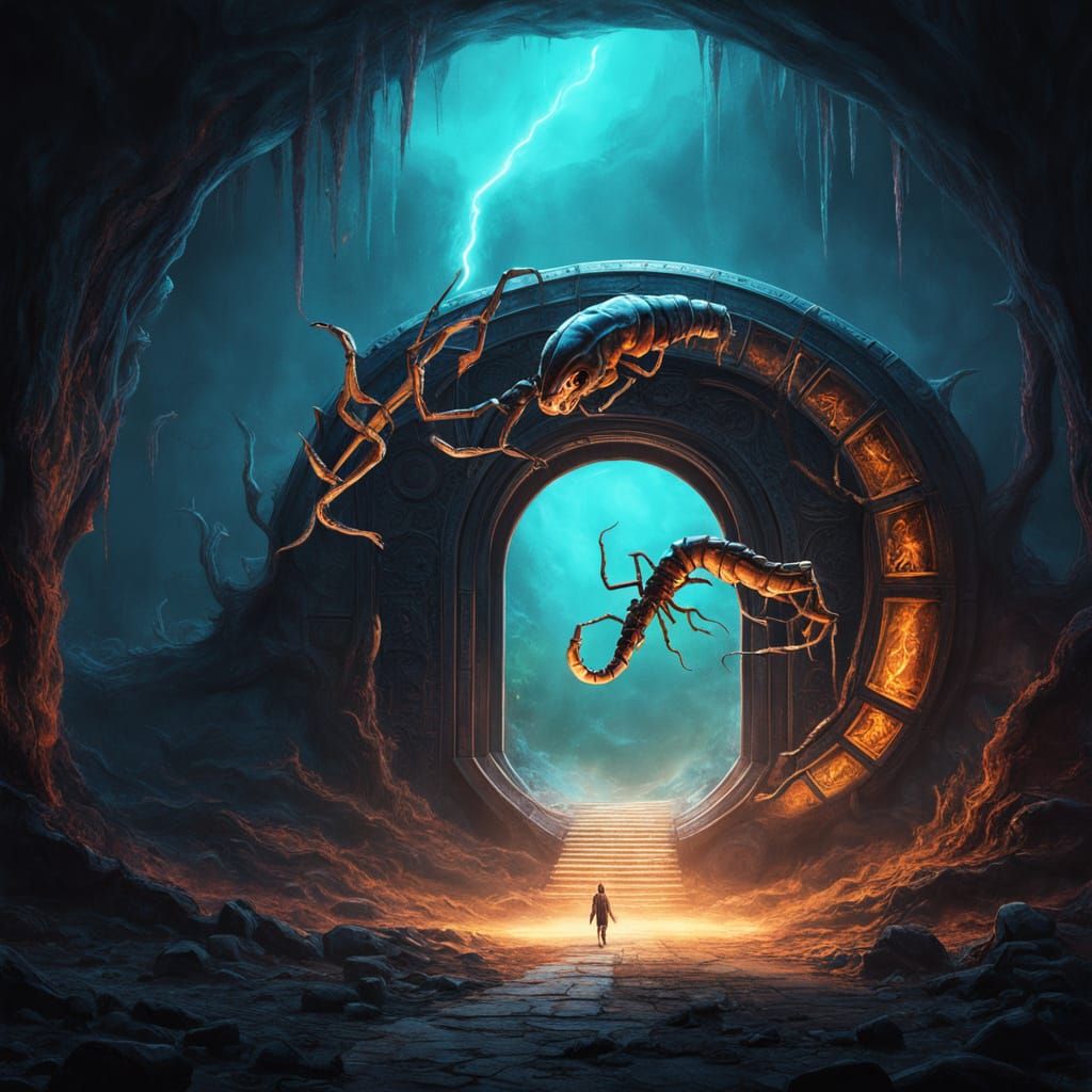 Surreal Scorpion Discovers Alien Portal