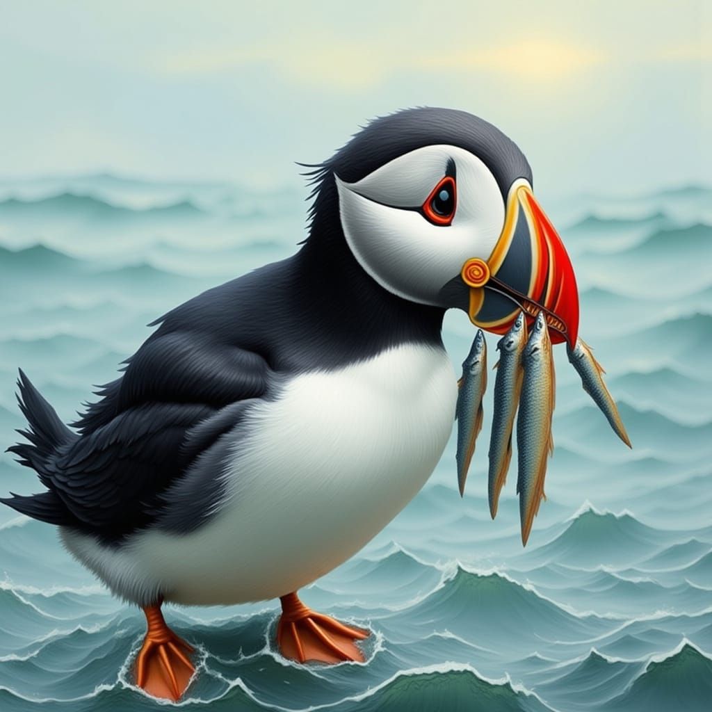 Puffin Catches Fish