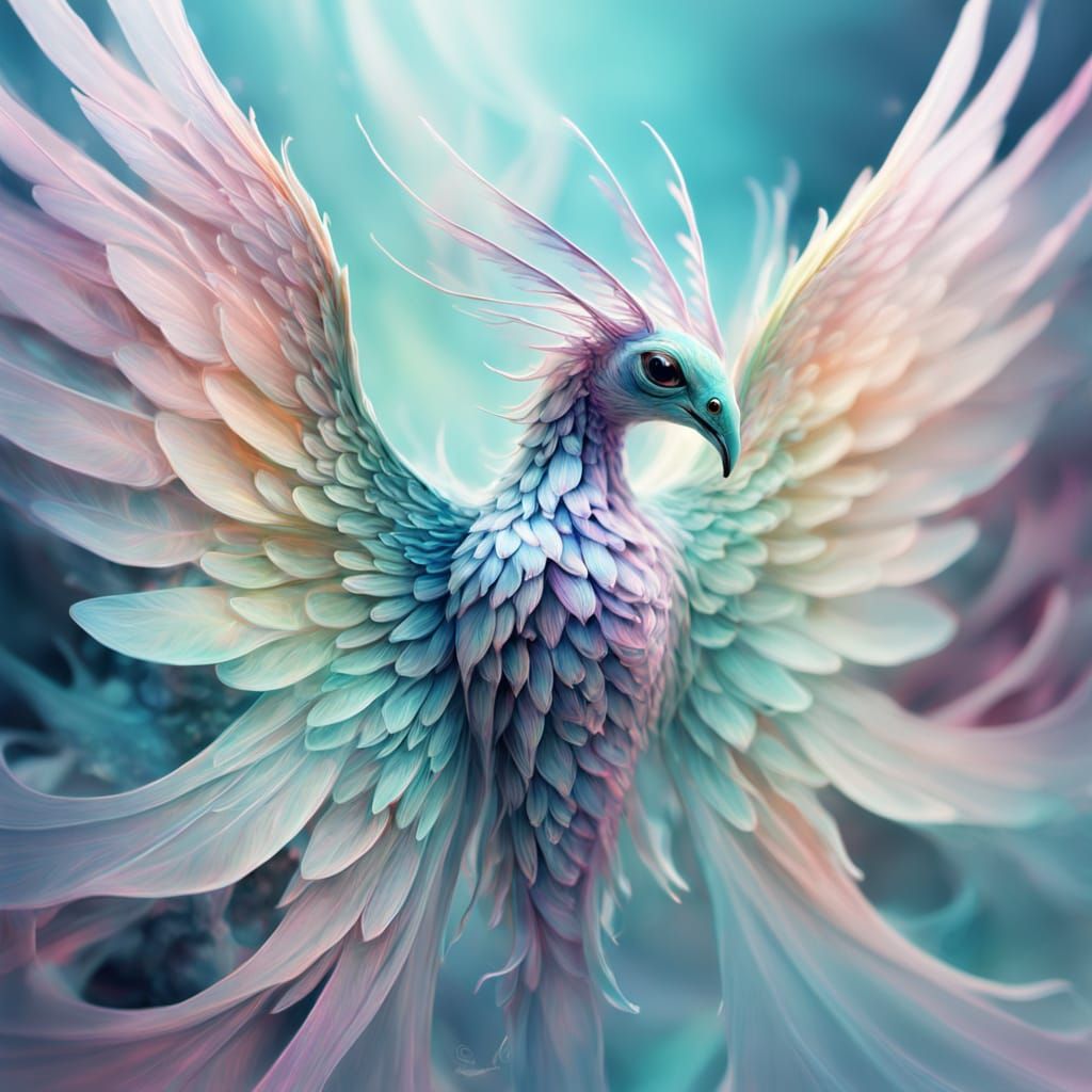 Surreal Creature Transformation with Iridescent Wings