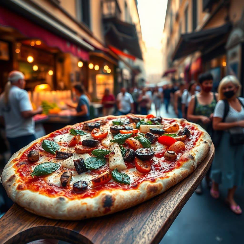 Neapolitan Primavera Pizza Fresh From Woodfired Oven
