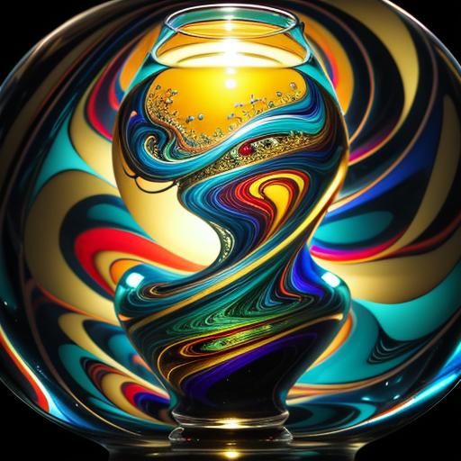 Distorted Anamorphic Portrait on Glass in Surreal Style