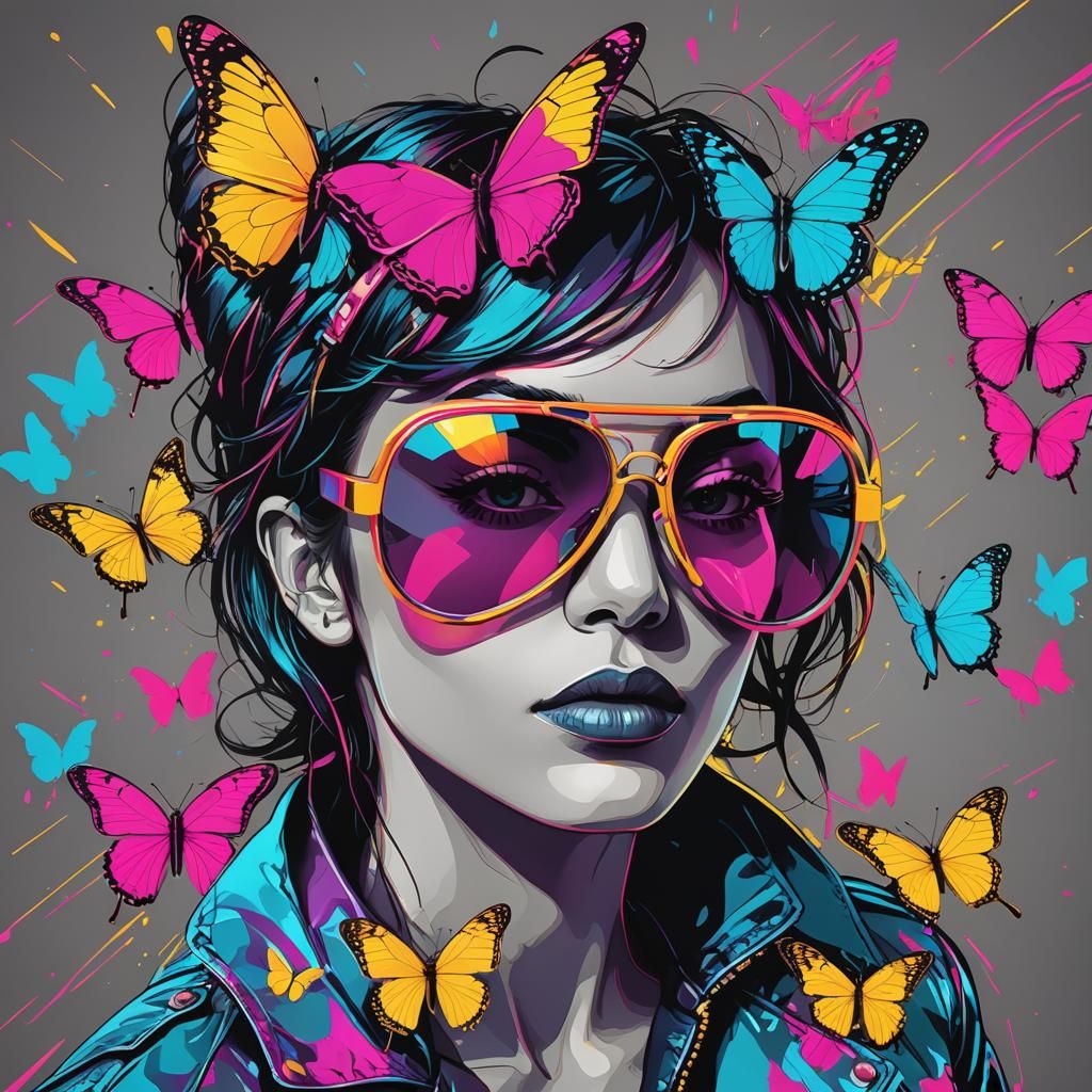Butterfly in Aviators: Bold Vector Illustration