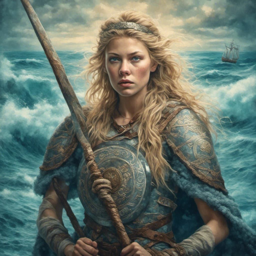 Lagertha the Viking shield maiden <lora:Blue World:1.0>