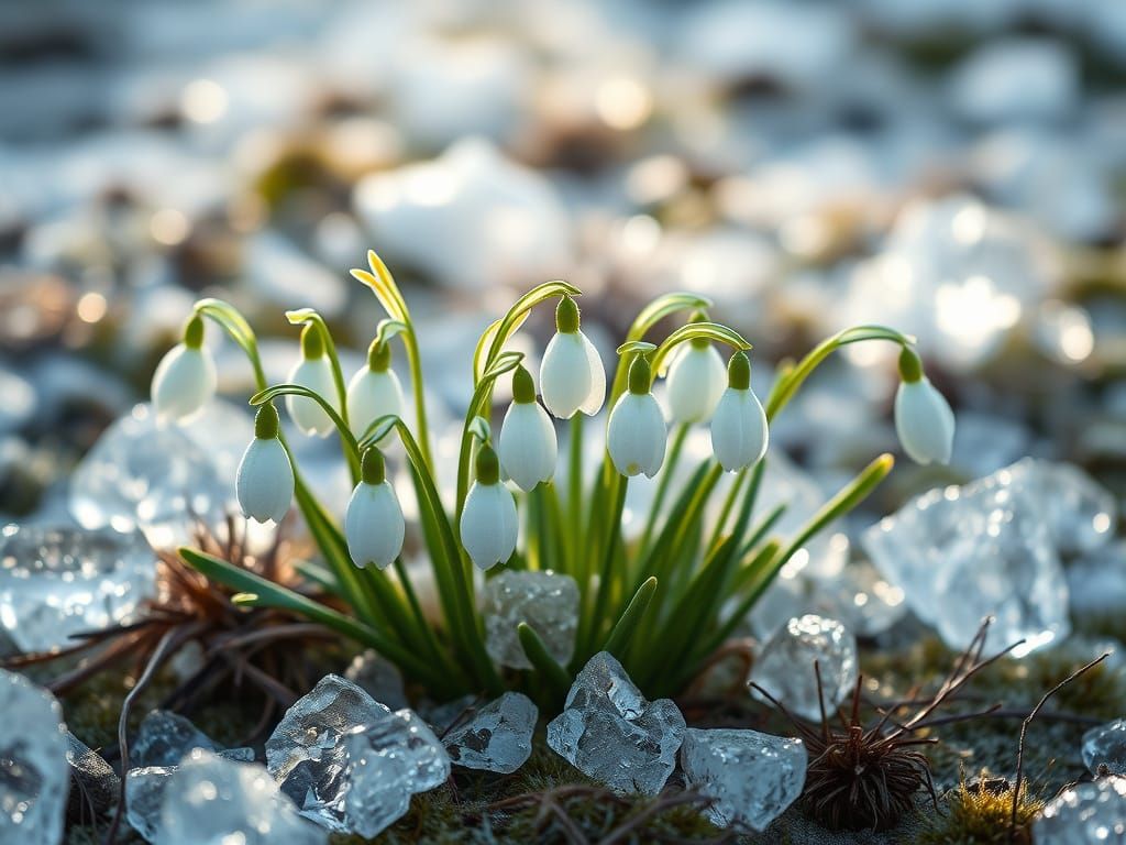 Delicate Snowdrops Emerge in Winter Wonderland