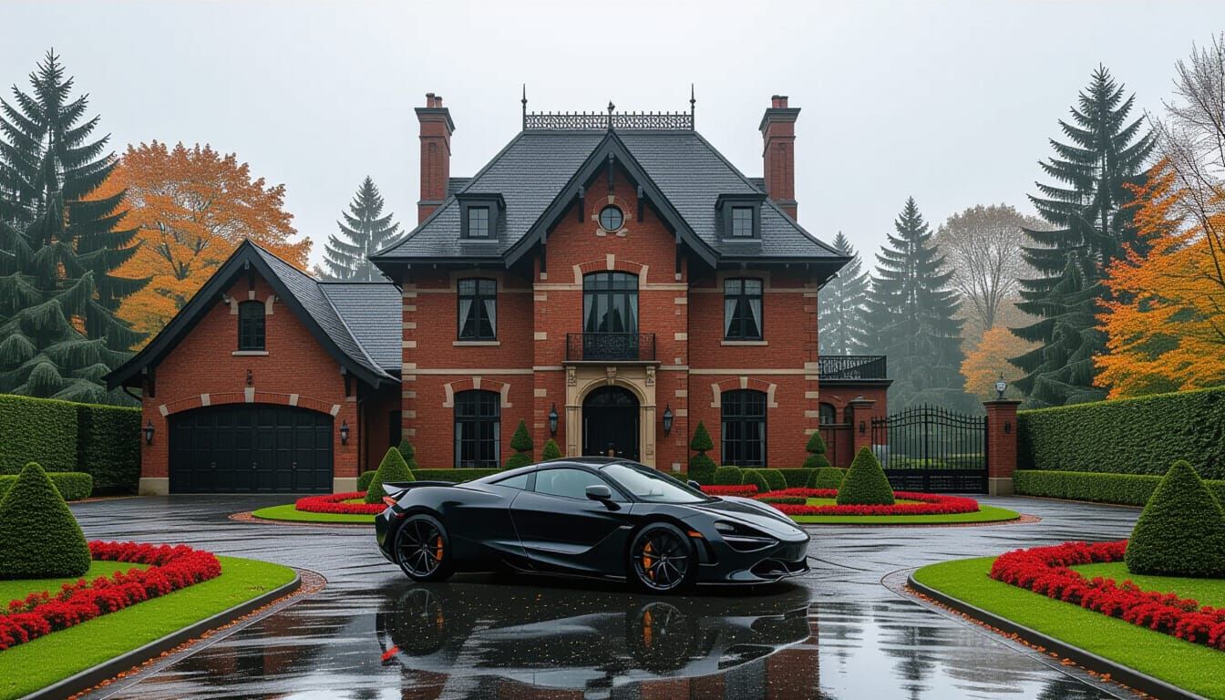 Victorian Chateau with McLaren in Misty Season
