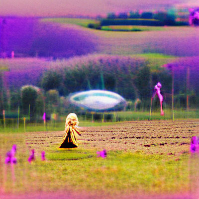 Ethereal Alien Goddess in Desolate Field