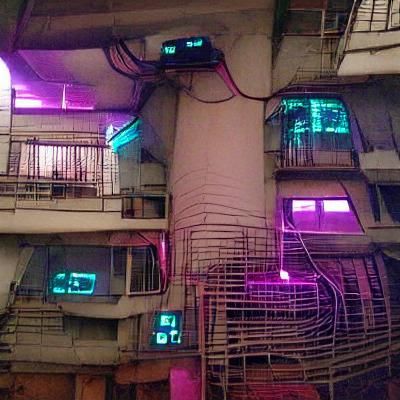 Cyberpunk Building in Futuristic Cityscape