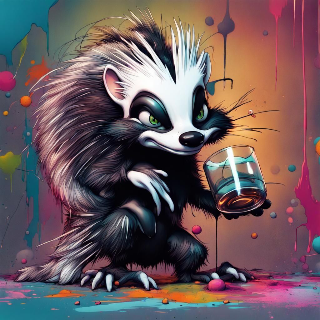 Abstract Skunk Illustration in Graffiti Art Style
