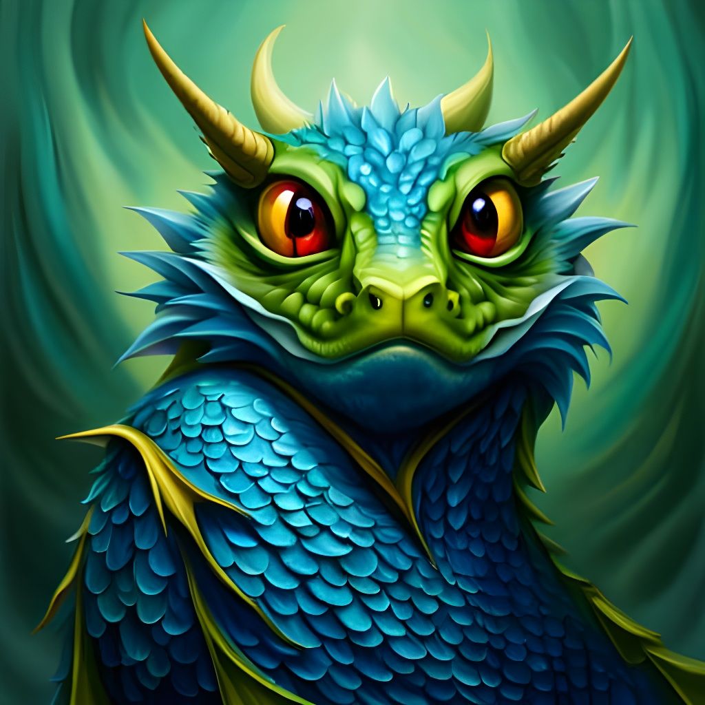 Blueberry Dragon with Sparkling Eyes