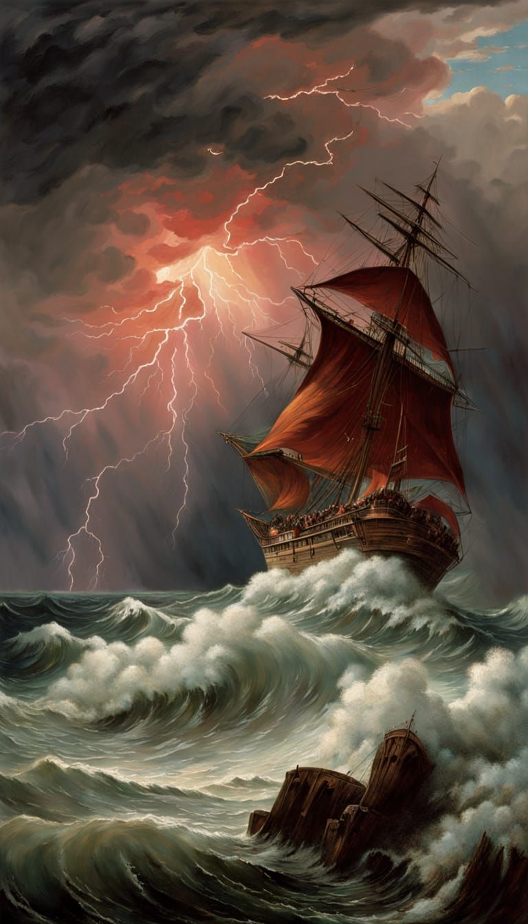 Stormy Seascape in Vibrant, Painterly Style