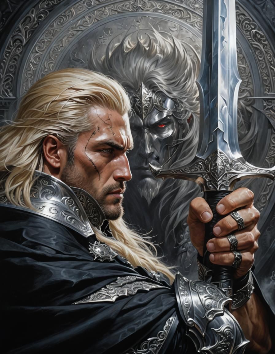 Fantasy Warrior Portrait with Plasma Sword