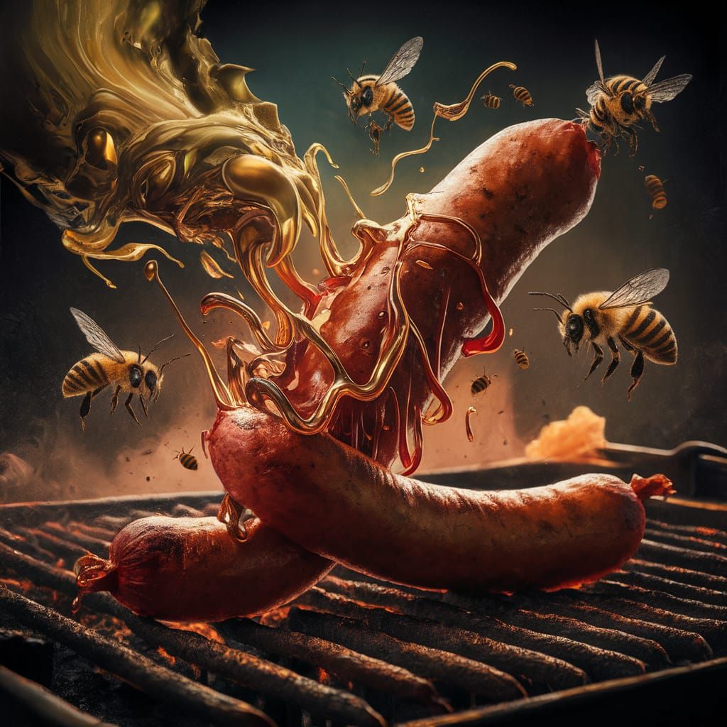 The Polish Sausage Burst on The Grill Into A Sweet Liquid Me...