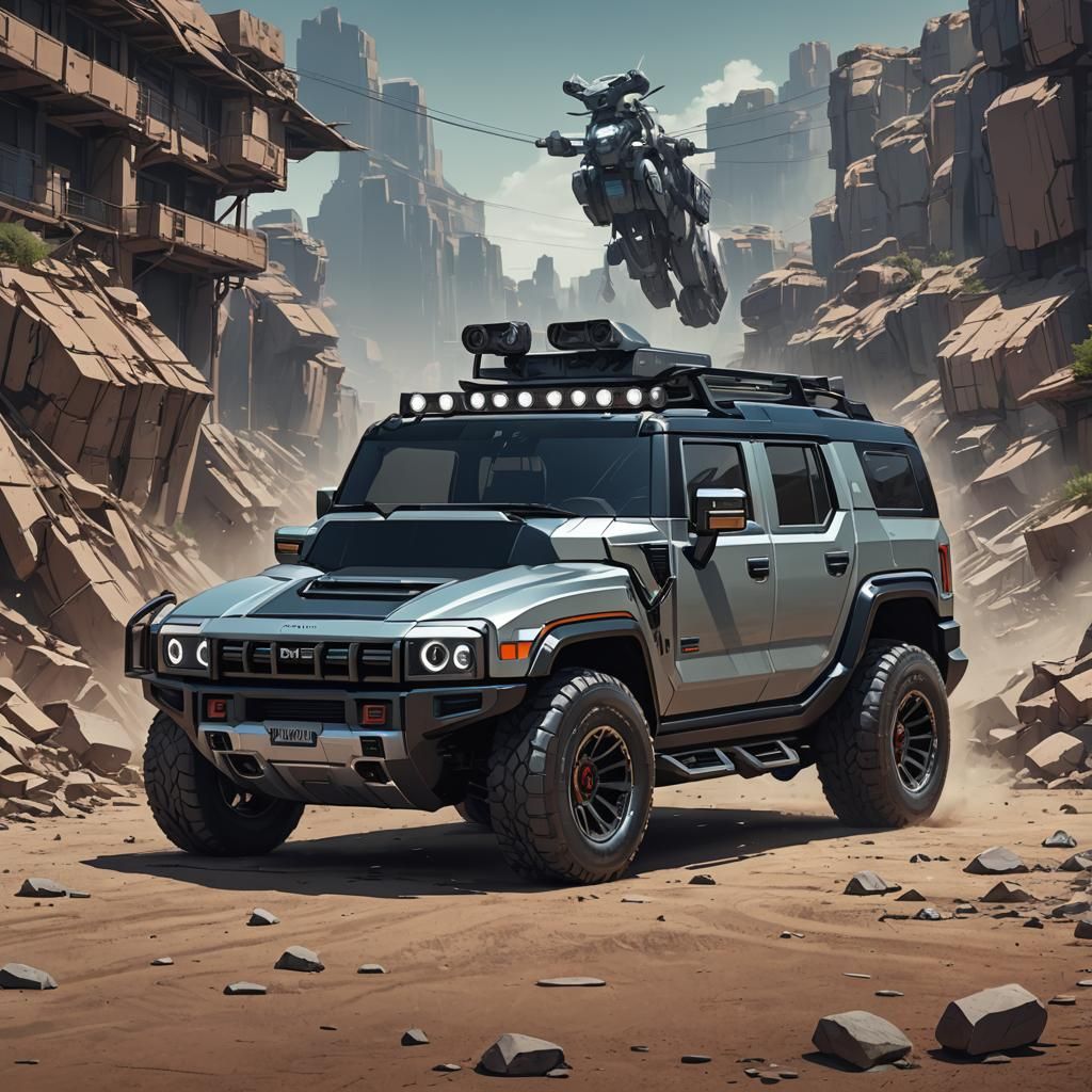 GMC Hummer EV in Anime Style