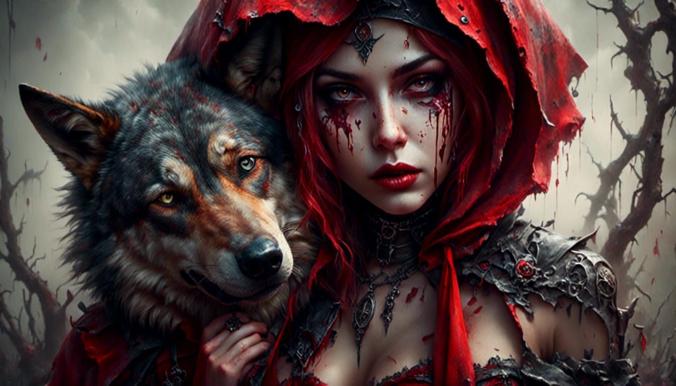 Zombie Little Red Riding Hood with Wolf