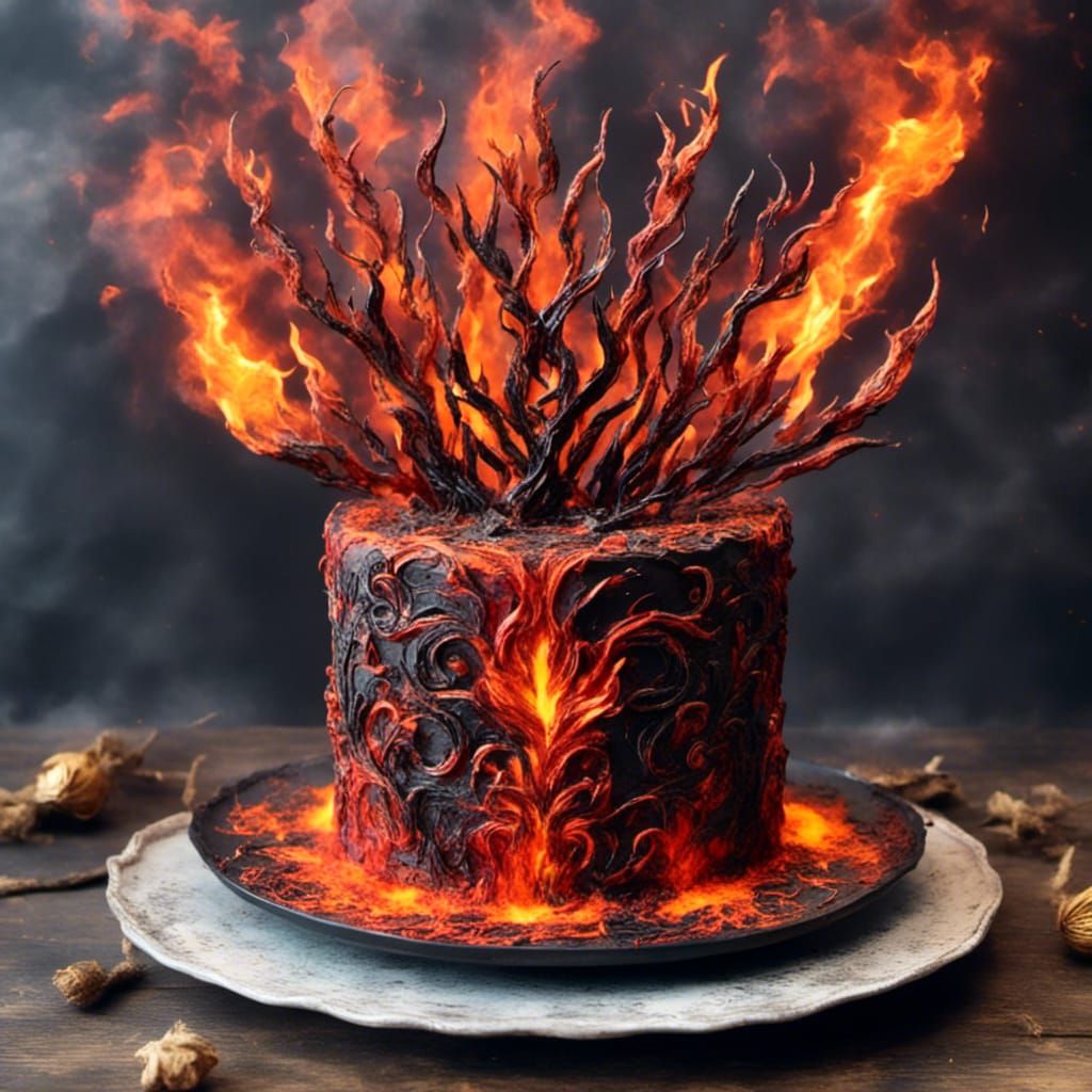 Flame Painted Monster Cake