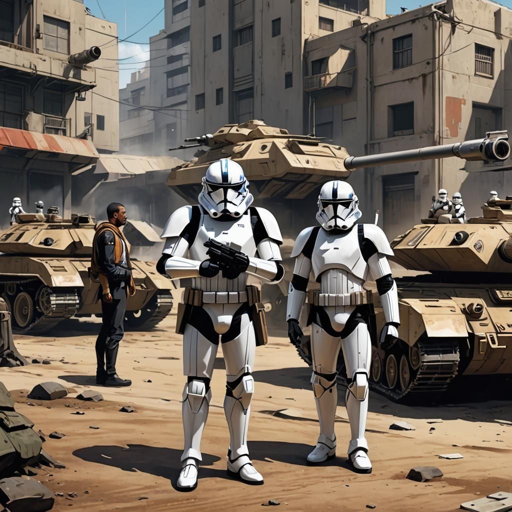 Jedi and Clone Trooper in Cel-Shaded Anime Style