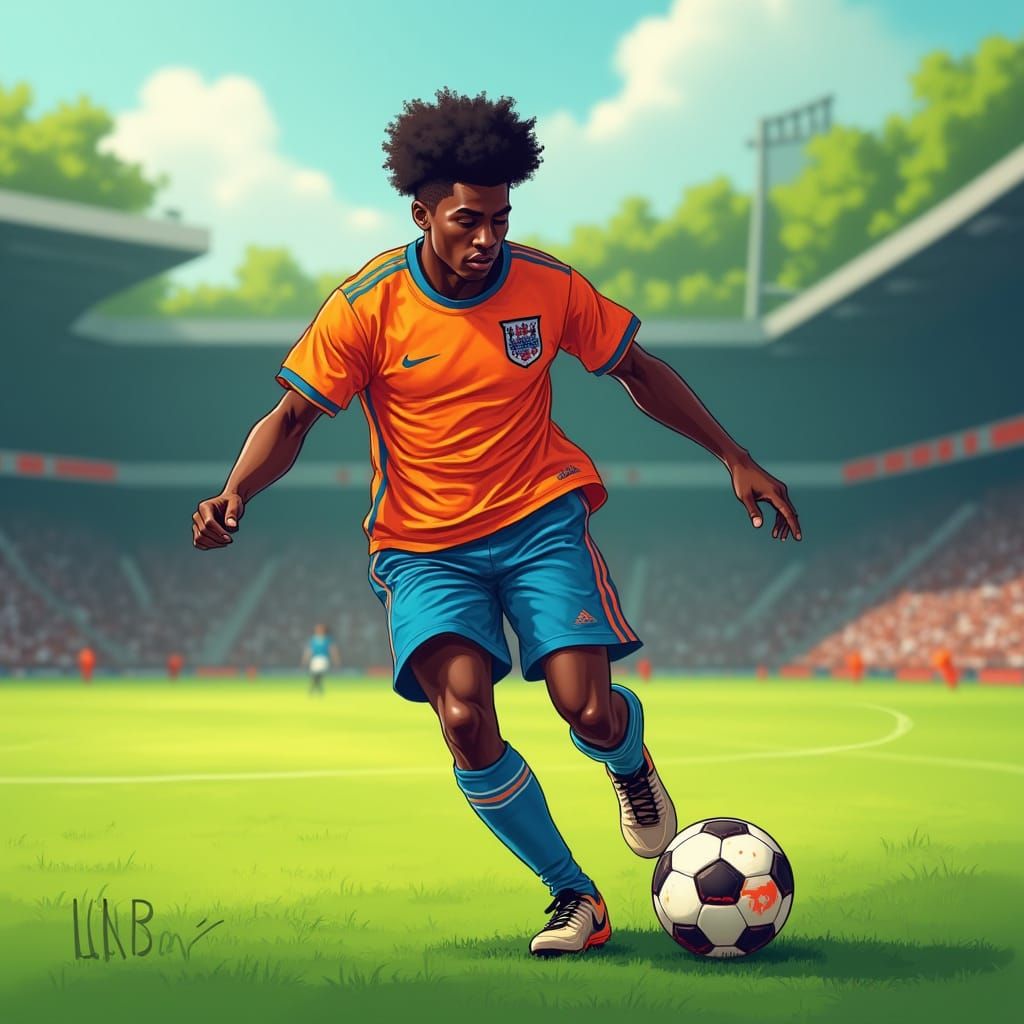 Vibrant Footballer in Mid-Play