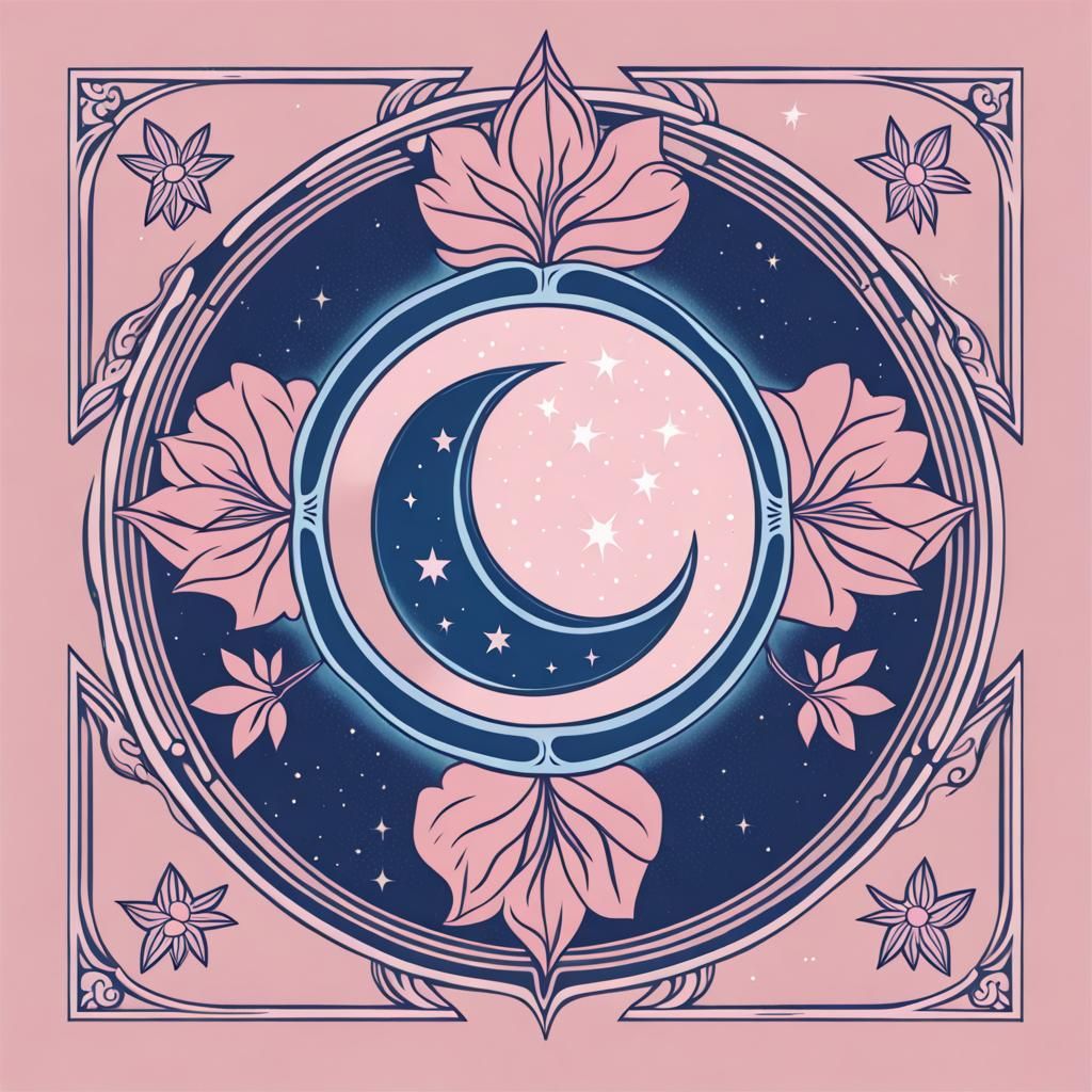 Celestial Moon Flower Logo in Tarot Aesthetic