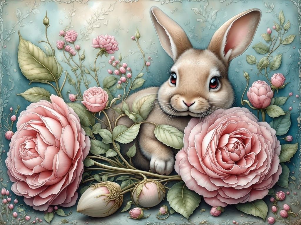 Vibrant Bunny in Whimsical Pastel Colors