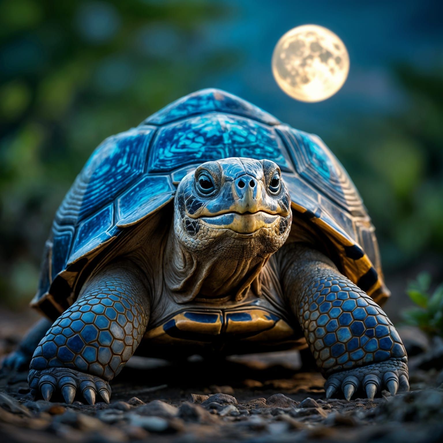 Galapagos Tortoise Portrait with Celestial Shell