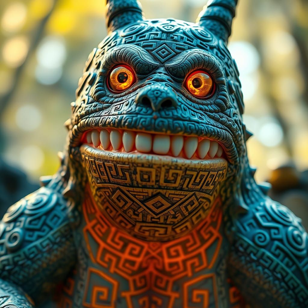 Surrealistic Macro Study of a Frenzied Greek-Inspired Totoro