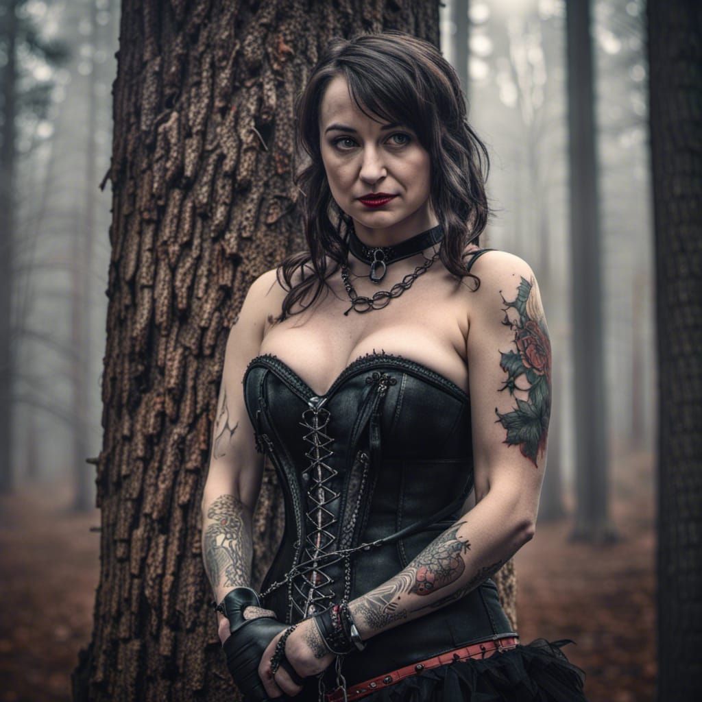 Gothic Corset: Chained in a Foggy Forest