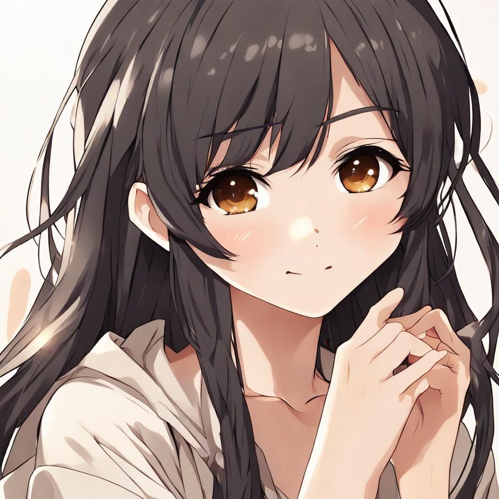 Cute Anime Girl with Tan Skin and Dark Hair