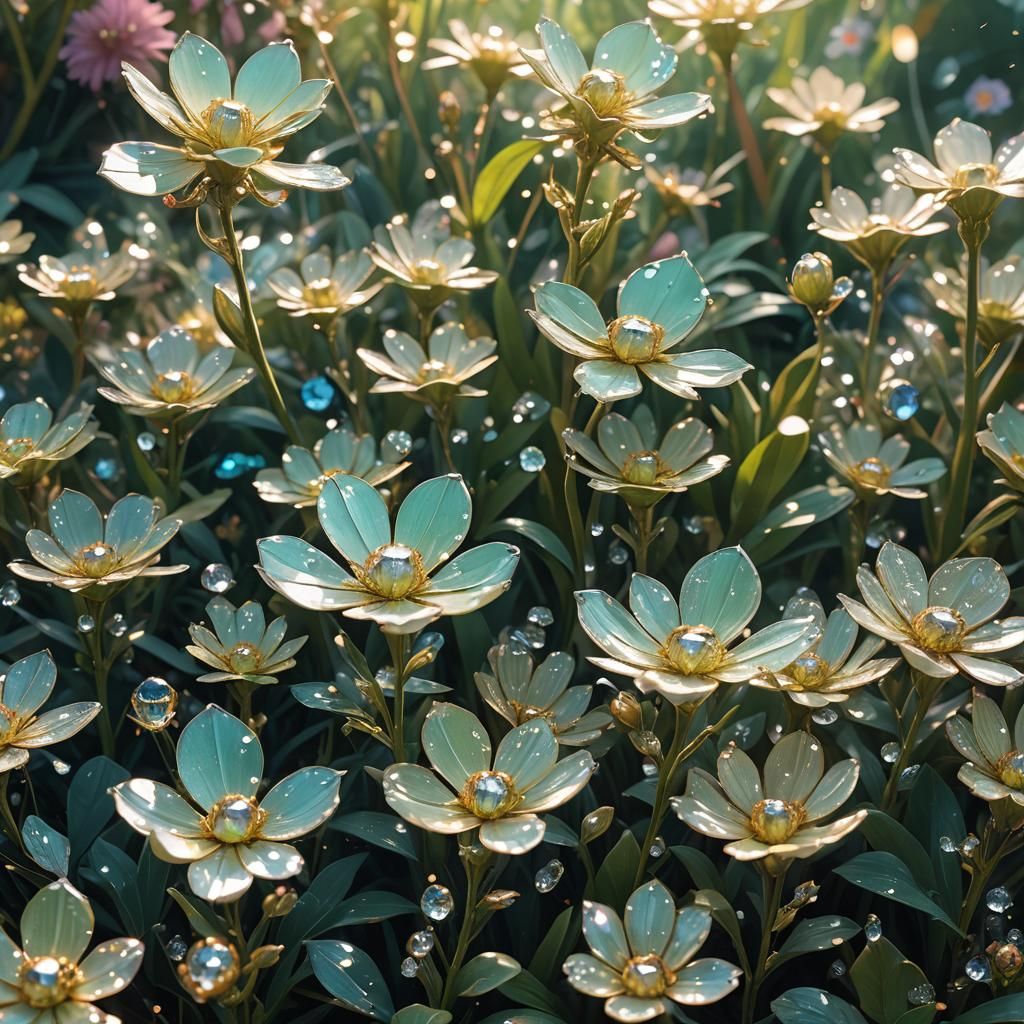 Diamond Flowers in a Surreal Garden