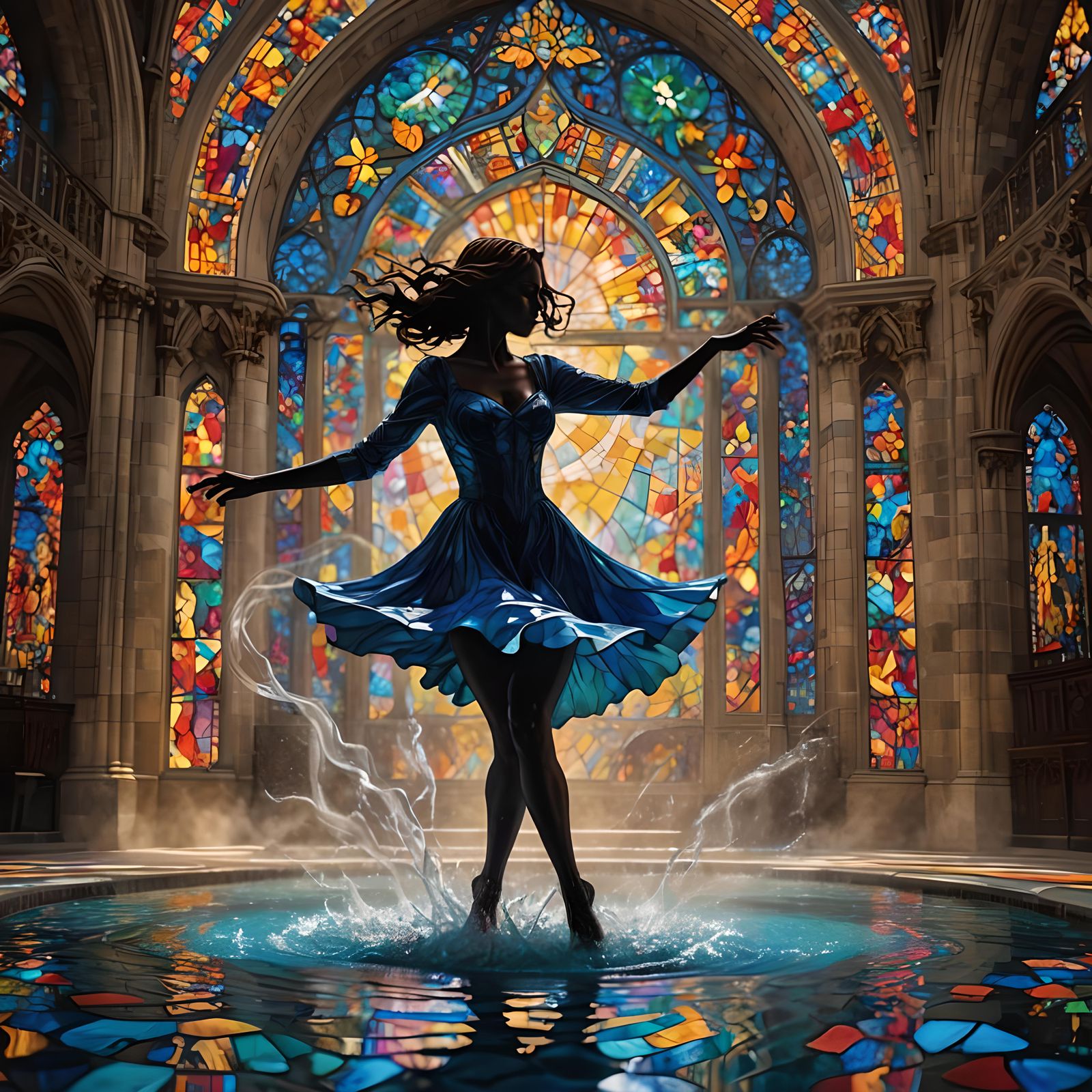 Cathedral Dancer in Colorful Stained Glass