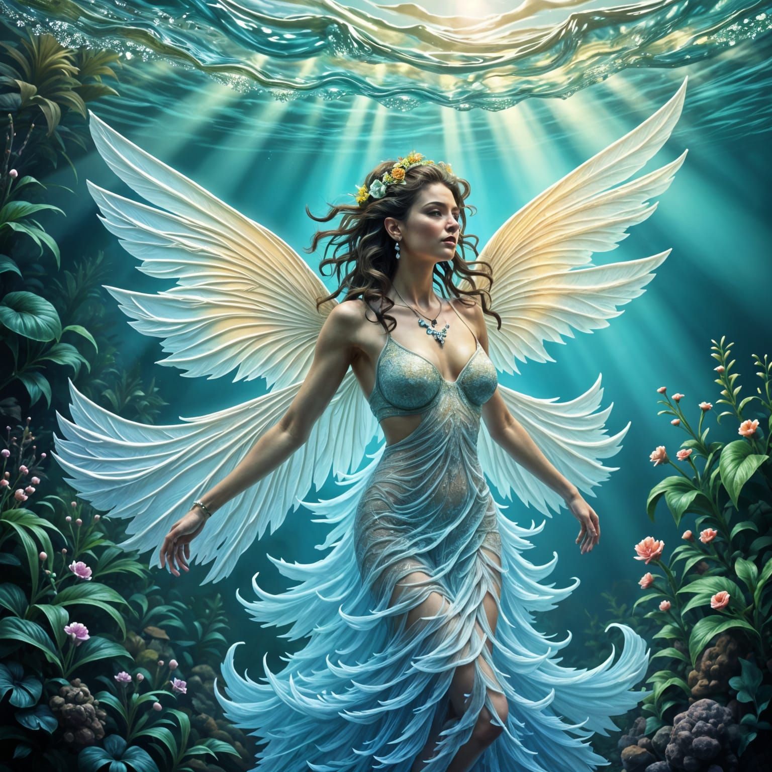 Fantastical Water Angel Digital Art