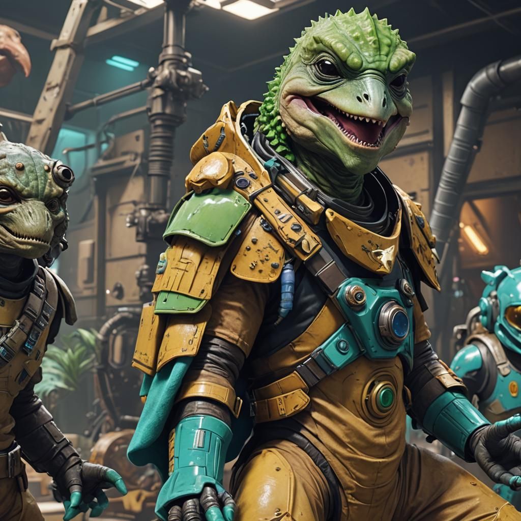 Dolphin Bossk Greedo Hybrid in Anime Style