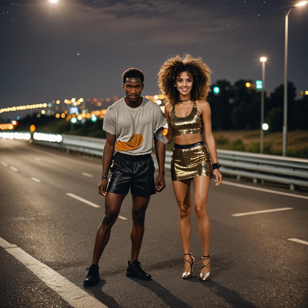 Night Highway Rest Stop Photo in Lindbergh Style