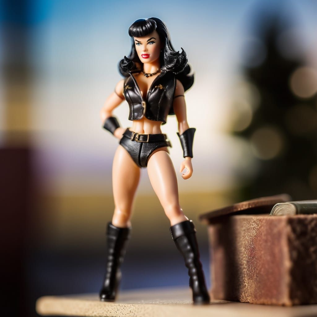 Fierce Female Warrior in Leather Armor, 1/12 Scale Action Fi...