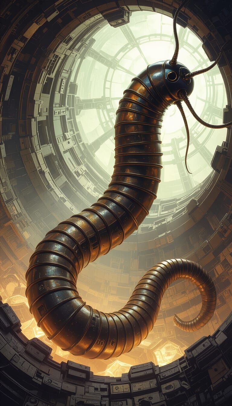Biomechanical Earthworm Slithering in Space Leviathan
