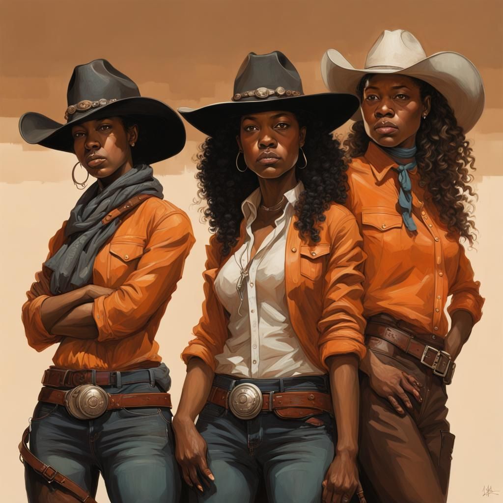 Black Women with Horses in Western Style