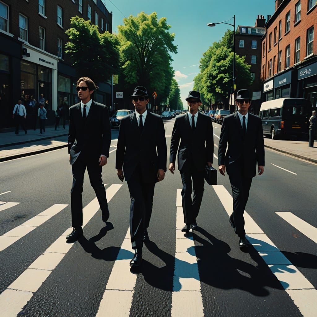 Men in Black Stroll on Abbey Road