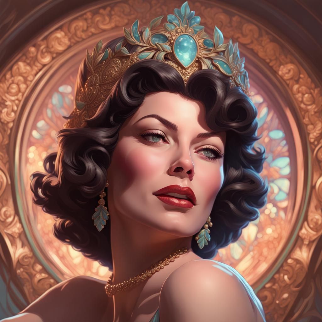 Glamorous Portrait in Art Nouveau Style