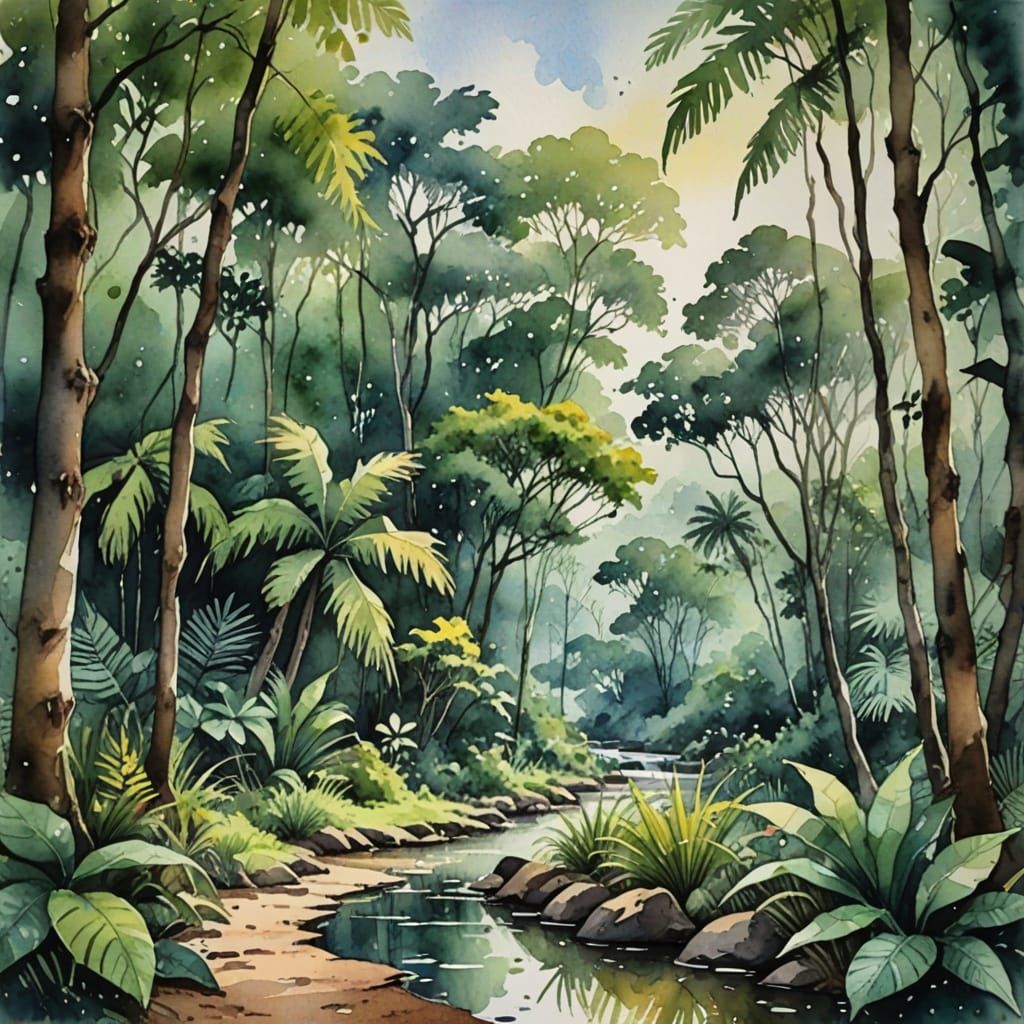 Jungle   landscape watercolour