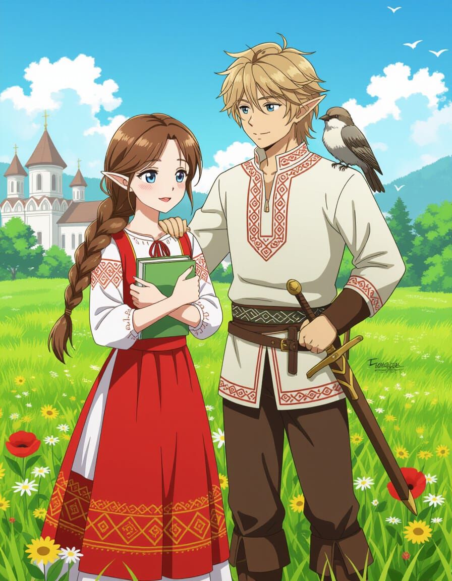 Anime Romance Book Cover: Summer Fantasy Academy Scene