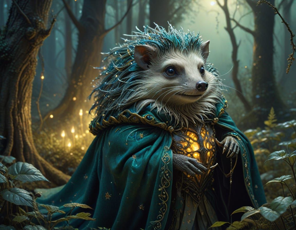 Whimsical Vesper Rides a Glowing Beetle through a Moonlit Fo...