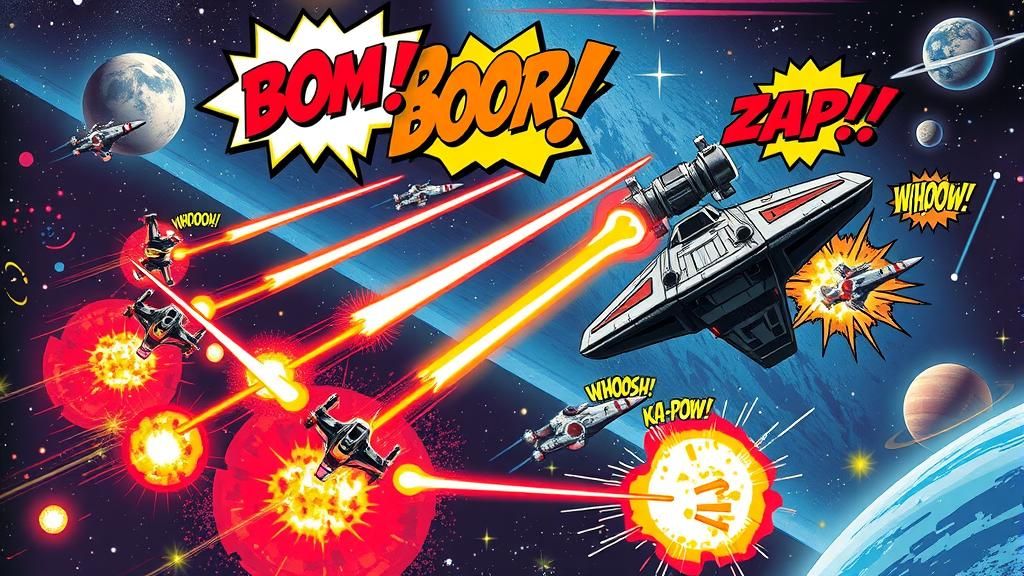 Retro Star Wars Space Battle in Comic Book Style
