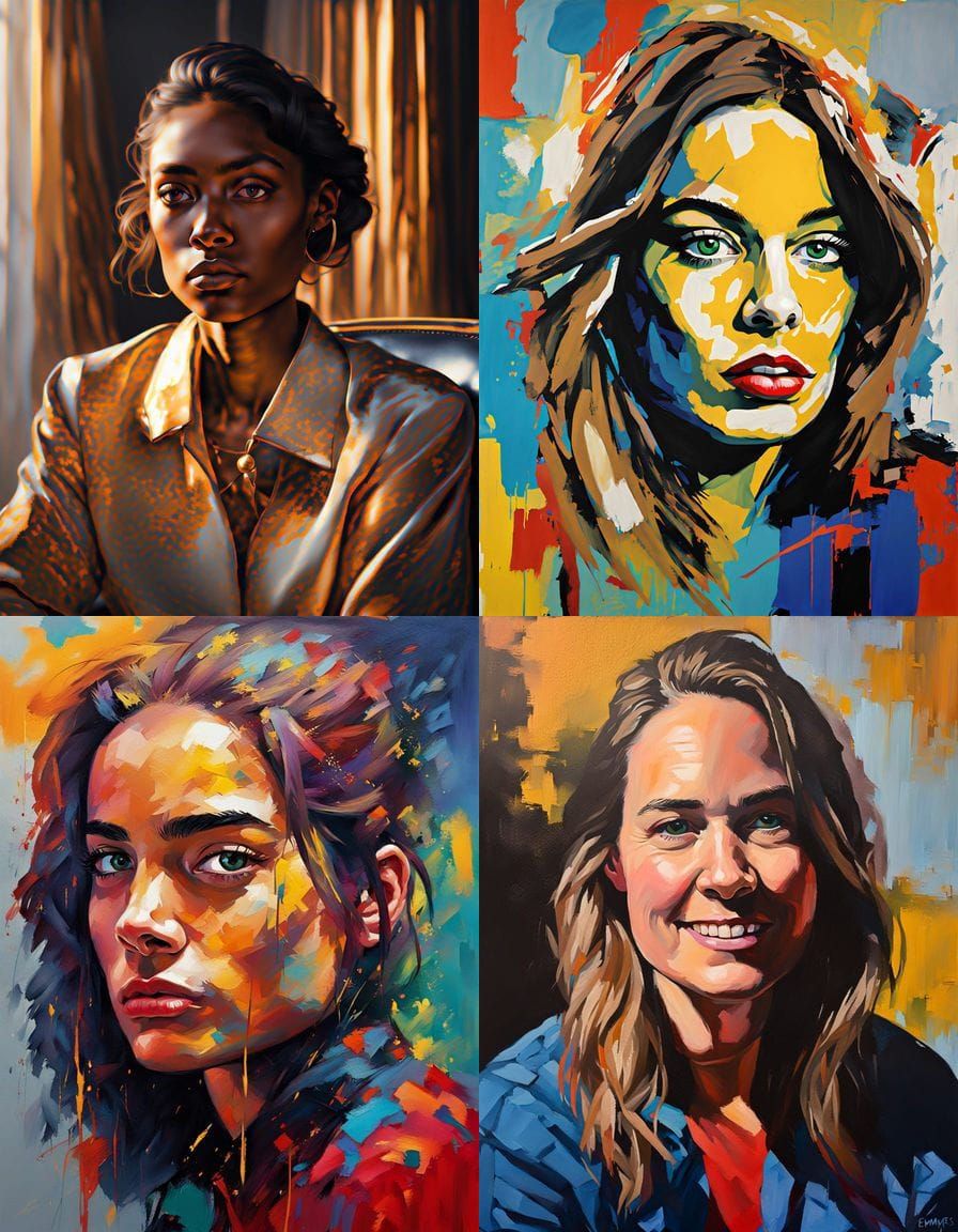 Portrait of Emma Myers in Vivid Acrylic Colors